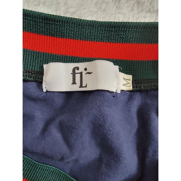 Faded Love Womens Floral Tiger Embroidered Navy Short Sleeve Mini Dress Medium - Picture 3 of 9